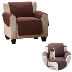 GENERICO - Cobertor de 1 cuerpo reversible Marron con Beige