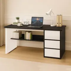 VILLA HOGAR - Escritorio Monserat blanco con cajones negros