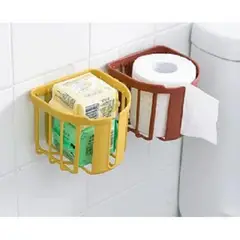 GENERICO - Canastilla con adhesivo porta papel cremas perfumes set x2 MARRÓN