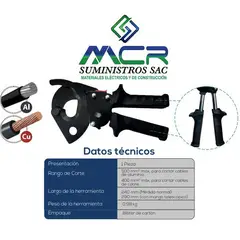 GENERICO - CORTADOR DE CABLE TIPO RACHERT HASTA 500MM2