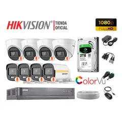 HIKVISION - KIT 8 CÁMARAS SEGURIDAD COLORVU VISION COLOR FULL HD 2TB