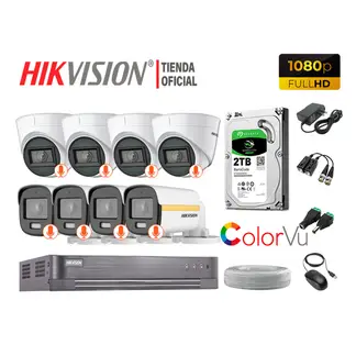 HIKVISION - KIT 8 CÁMARAS SEGURIDAD COLORVU VISION COLOR FULL HD 2TB