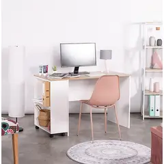 VILLA HOGAR - Escritorio Misty blanco con organizador deslizable