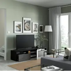 VENTITAS HOME - Mesa de Tv Moderna 75 Mallini Negro y Gris