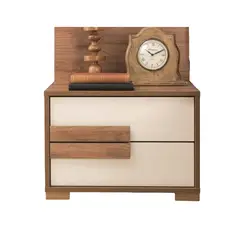 VENTITAS HOME - Velador Nórdico Tianna 2 Cajones Color Duna y Blanco