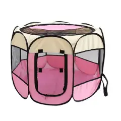 GENERICO - CORRAL JAULA PLEGABLE PORTATIL PARA MASCOTAS - ROSADO