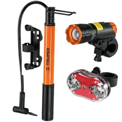 TRUPER - Kit inflador de bicicleta 60 PSI +luces linterna