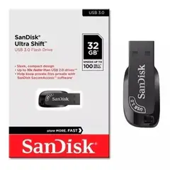 SANDISK - Memoria USB 3.0 Ultra Shift 32GB 100MBps Negro