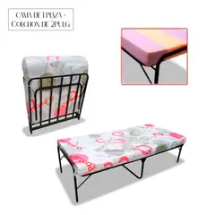 PARAISO - Cama Plegable 1 Plaza + Colchón 2Pulg