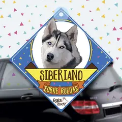 QALA DISEÑO - Colgante de auto 15x15 cm - - Perro Siberiano