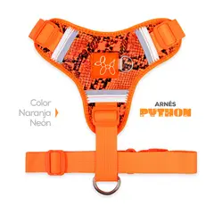 PERRITO PITUCO - ARNÉS PYTHON NARANJA NEÓN TALLA L