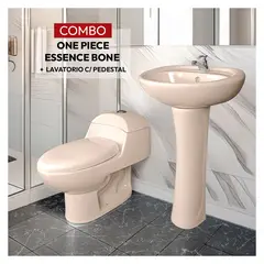 STONE - COMBO INODORO ONE PIECE ESSENCE BONE C LAVATORIO ESSENCE BONE