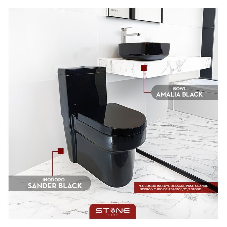 COMBO INODORO ONE PIECE SANDER BLACK BOWL AMALIA BLACK STONE