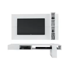 MOVENDA - Centro de Entretenimiento 65″ Gravatai Mesa de TV y Panel Blanco