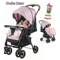 BABY HAPPY - Coche para Bebe Silver Rosa con Tapapies
