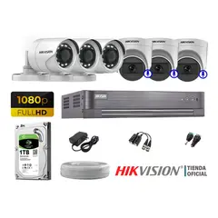 Hikvision - KIT 6 CÁMARAS SEGURIDAD 1080P 03 CAMARA AUDIO INCORPORADO