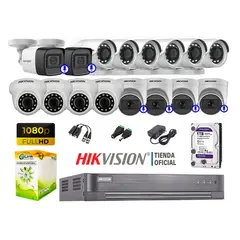 HIKVISION - KIT 16 CÁMARAS SEGURIDAD FULL HD 6 CAMARA CON AUDIO
