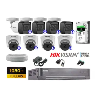 Hikvision - KIT 8 CÁMARAS SEGURIDAD AUDIO INCORPORADO FULL HD 1080P P2P