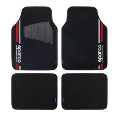 SPARCO - PISO ALFOMBRA PARA AUTO 4 PIEZAS NEGRO-ROJO SPF508RD