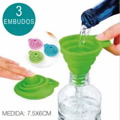 GENERICO - Pack 3 Embudos de Silicona Plegable