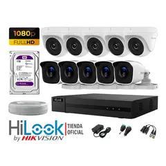 HILOOK - CÁMARAS SEGURIDAD KIT 10 FULL HD 1080P + DISCO 1TB COMPLETO