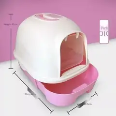 GENERICO - Arenero cerrado para gato con filtro de carbono y bandeja extraible - Rosado