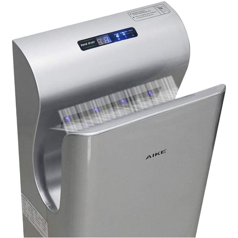 Moderno secador de manos vertical Dual Jet 2.0 Filtro UV Silver