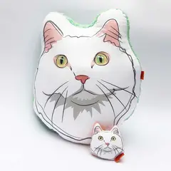 QALA DISEÑO - Pack Almohada y Llavero - - Gato Blanco