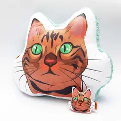 QALA DISEÑO - Pack Almohada y Llavero - - Gato Atigrado