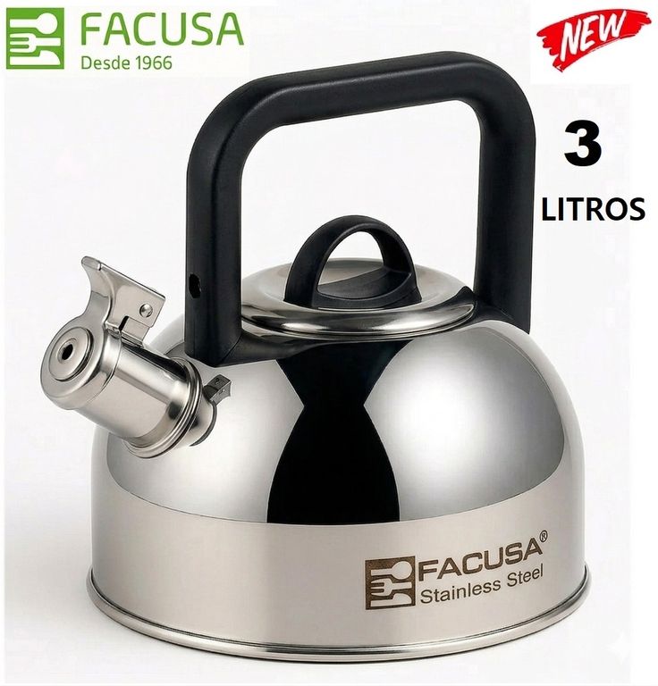 Tetera Acero Inoxidable Facusa de 3.00 litros con Silbador