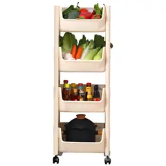 ELMEJORPRECIO - Estante Organizador Multiuso De Cocina Dormitorio De 4 Niveles Hueso