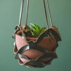 GENERICO - Porta Maceta Colgante Cuero Base 11 cm