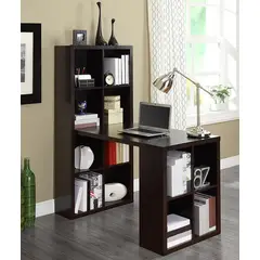 VILLA HOGAR - Escritorio Kerberos wengue mesa de trabajo con estantería