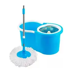 OEM - Trapeador Escurridor Giratorio + 2 Mopas Celeste