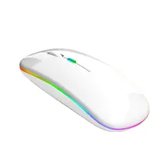 GENERICO - Mouse Inalámbrico con batería Recargable Con Luces LED Blanco