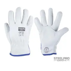 STEEL PRO - GUANTE DE CUERO PUÑO CORTO BLANCO STEELPRO ESTANDAR