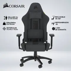 CORSAIR - SILLA GAMER TC100 RELAXED TELA 2 COJINES RECLINA 160°