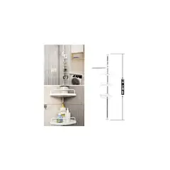 GENERICO - Organizador Esquinero de Baño y Ducha Mediano 4 Pisos - Plegable