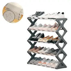 ELMEJORPRECIO - Organizador De Zapatos Pantuflas Sandalias De 5 Niveles Plomo