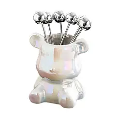 ELMEJORPRECIO - Set De Mini Tenedores Decorativos Centro De esas Blanco Tornasolado