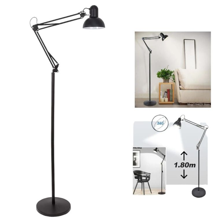 Lampara de Oficina Articulado de 170cm con Base - Negro