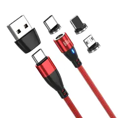 GREENPORT - Cable Cargador Magnético 60w Greenport 6 En 1 / 1 Metro - 360°-Rojo