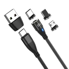 GREENPORT - Cable Cargador Magnético 60w Greenport 6 En 1 / 1 Metro - 360°-Negro