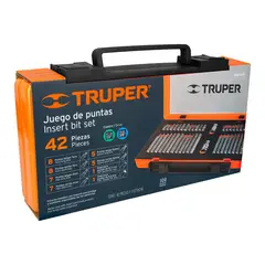 TRUPER - Juego 42 puntas 1/2" y 3/8" de 75 y 30 mm estuche metálico