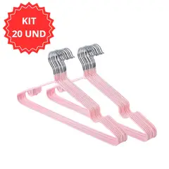 GENERICO - 20 ganchos colgadores perchas de ropa ROSADO