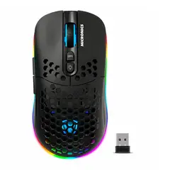 MICRONICS - Mouse Gamer Inalámbrico Bluetooth Recargable RGB 4800 DPI 7 Botones 2.4GHz