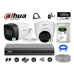 DAHUA - CÁMARAS SEGURIDAD KIT 2 FULL HD 2 CAMARA CON AUDIO INCORPORADO 1TB