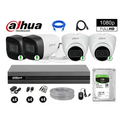 DAHUA - CÁMARAS SEGURIDAD KIT 4 FULL HD 1080P CON AUDIO INCORPORADO 2TB