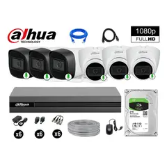 DAHUA - CÁMARAS SEGURIDAD KIT 6 FULL HD 1080P CON AUDIO INCORPORADO 2TB