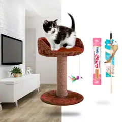 GENERICO - Rascador para Gatos Grande Cama Asiento con Churu Marron